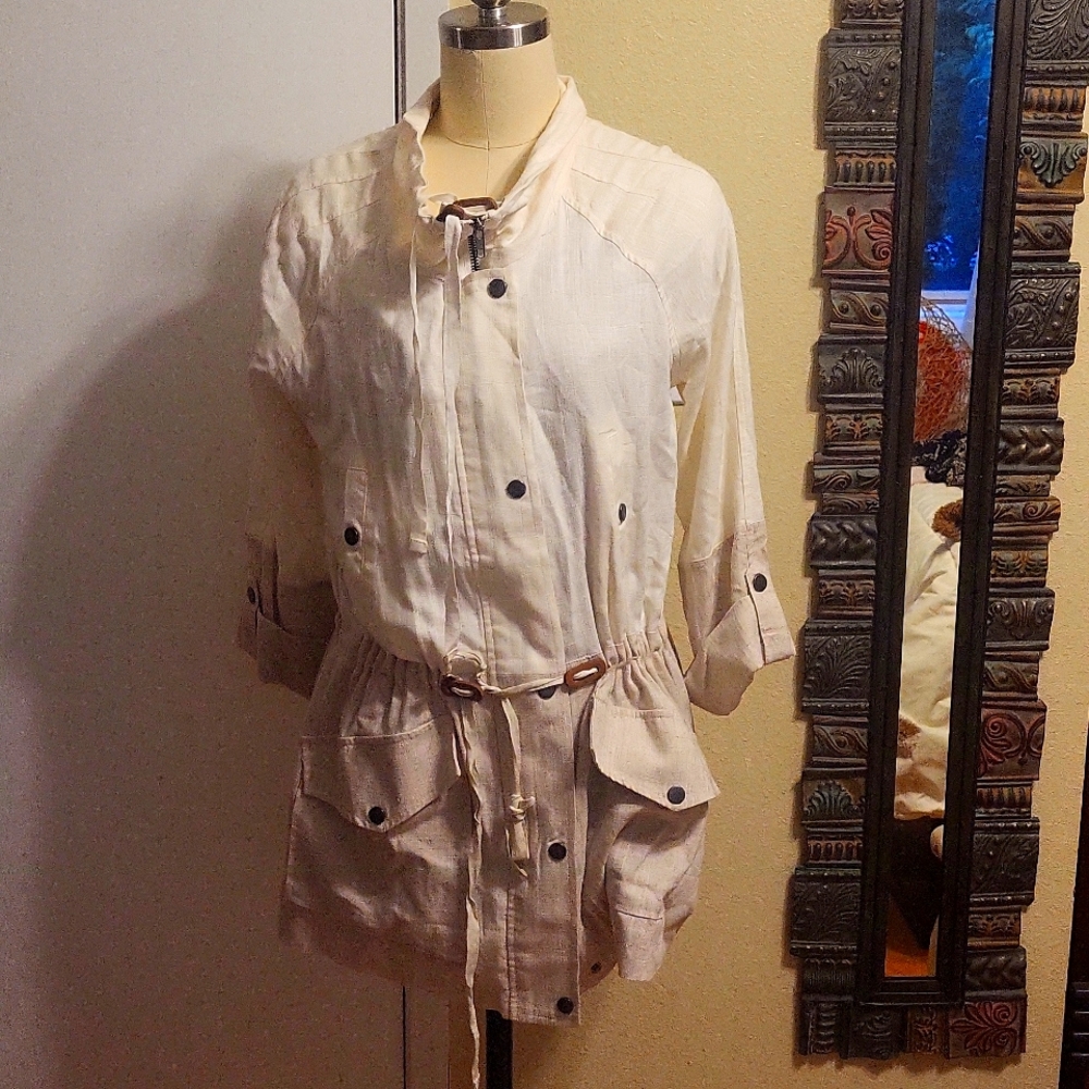 Cotton linen fitted jacket